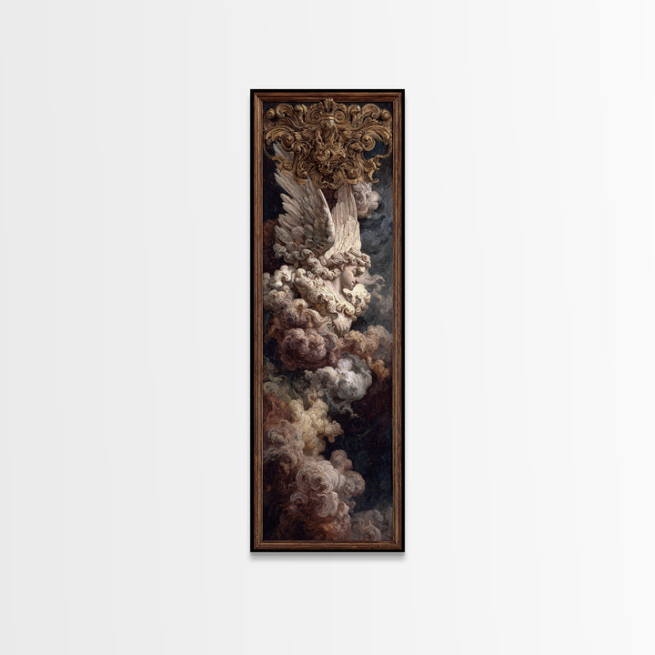 Gilded Angel Wings Emerging from Storm Clouds Canvas Print, Baroque Art, Baroque, Living Room Decor, Oil Painting, Ornate, BAO-1x3-90