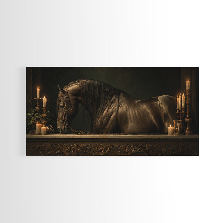 Dramatic Horse Portrait Canvas Print, Baroque Art, Art Print, Living Room Decor, Ornate, Oil Painting, Digital Wall Art, BAO-2x1-44