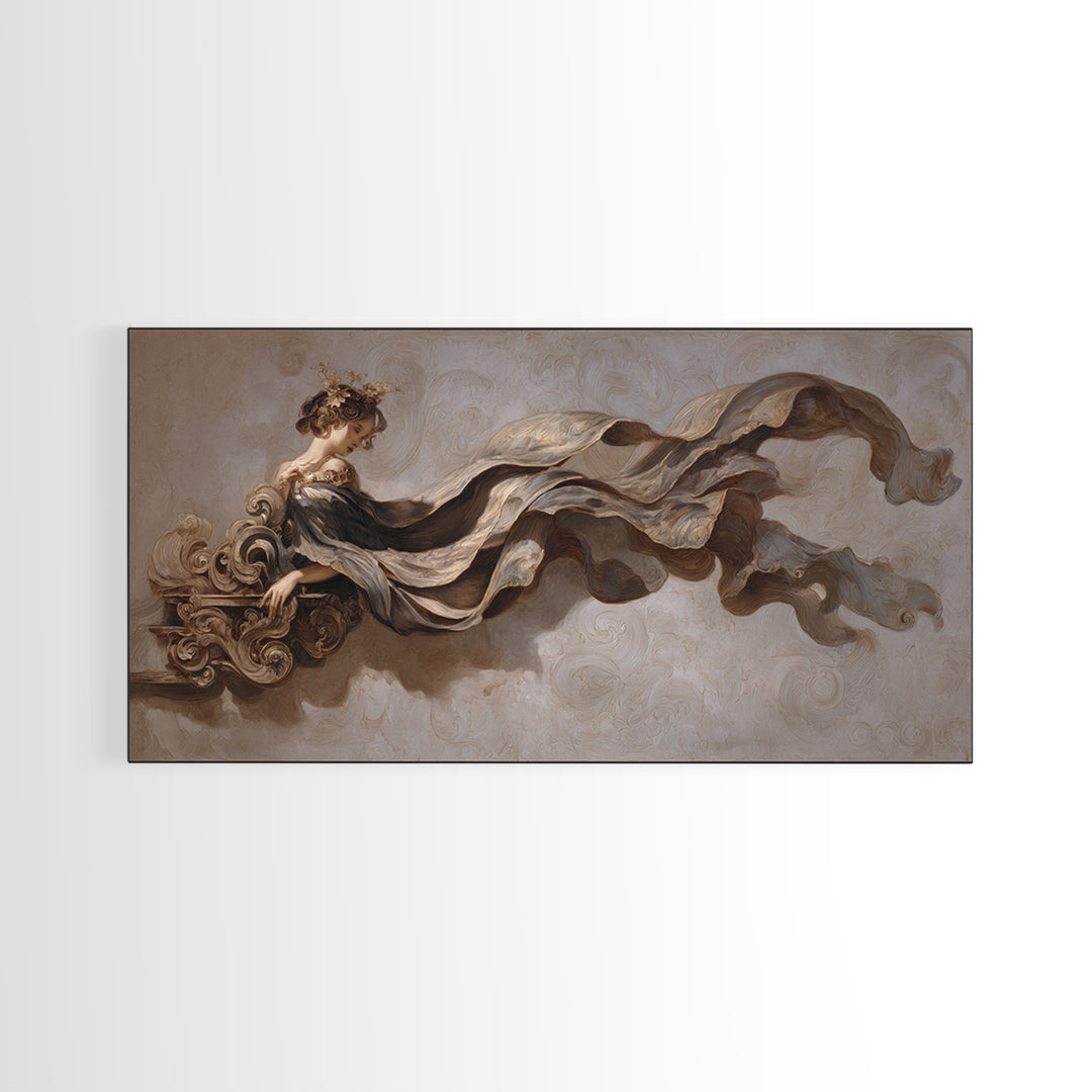 Mythic Goddess Figure Canvas Print, Baroque Art, Statement Artwork, Living Room Decor, Oil Painting, Ornate, Printable Wall Art, BAO-2x1-58