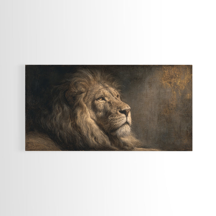 Royal Lion Portrait Canvas Print, Baroque Art, Statement Artwork, Living Room Decor, Fine Art, Ornate, Painting, BAO-2x1-61