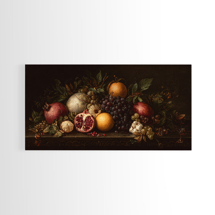 Dramatic Fruit Still Life Canvas Print, Baroque Art, Minimalist Decor, Living Room Decor, Fine Art, Ornate, Whimsical Decor, BAO-2x1-69