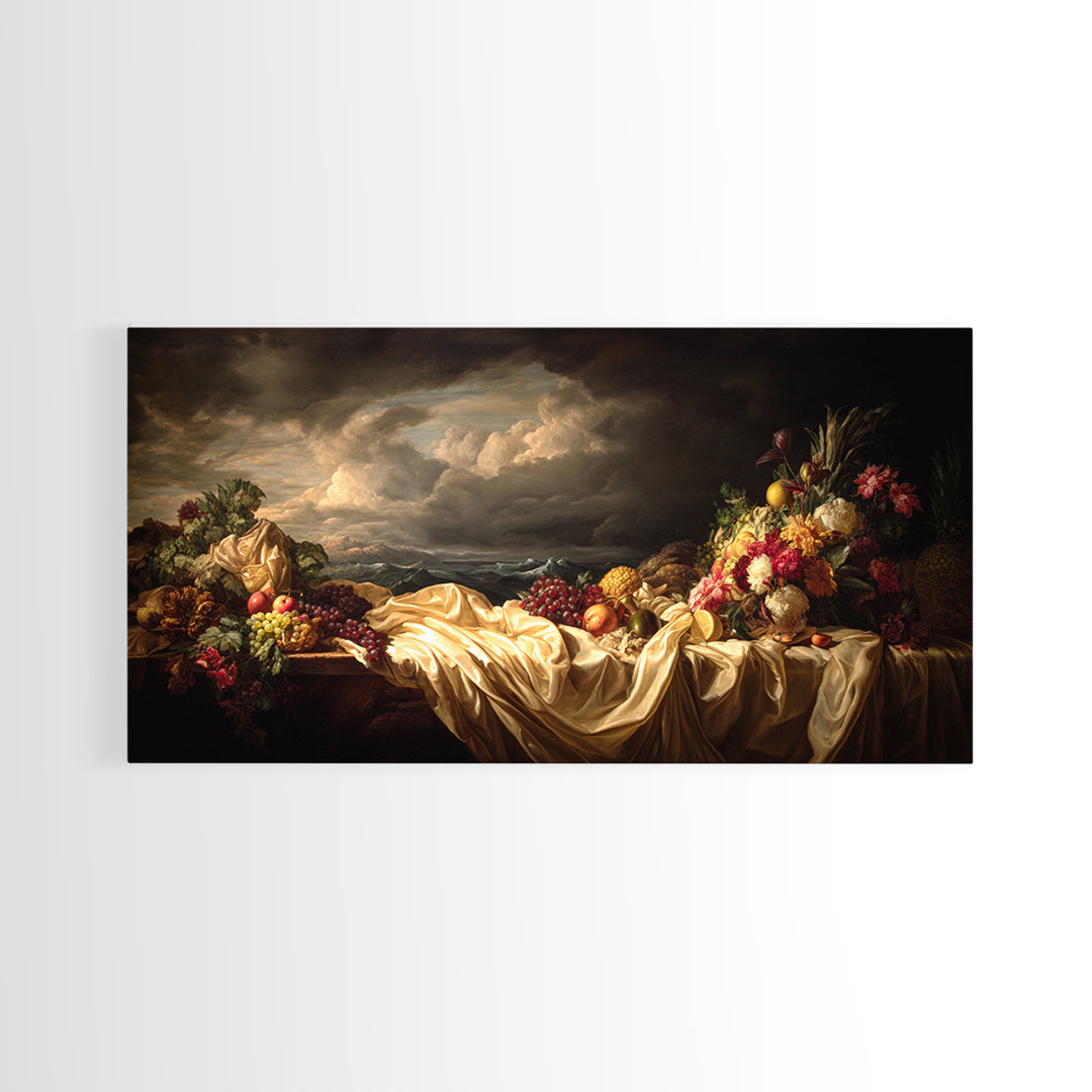 Theatrical Stormy Landscape Canvas Print, Baroque Art, Fine Art Print, Living Room Decor, Fine Art, Ornate, Painting, BAO-2x1-78