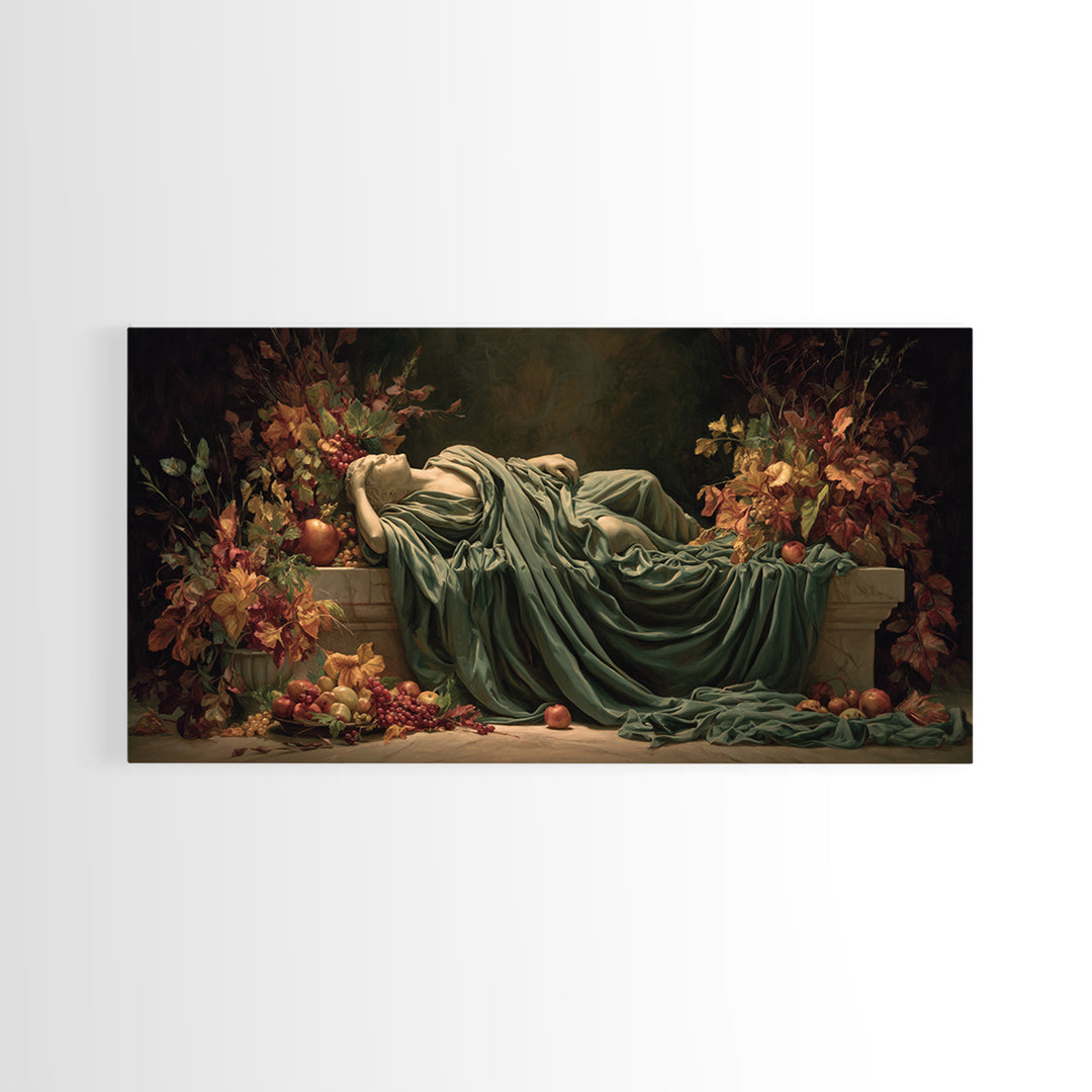 Mythic Goddess Figure Canvas Print, Baroque Art, Statement Artwork, Living Room Decor, Oil Painting, Ornate, Printable Wall Art, BAO-2x1-82