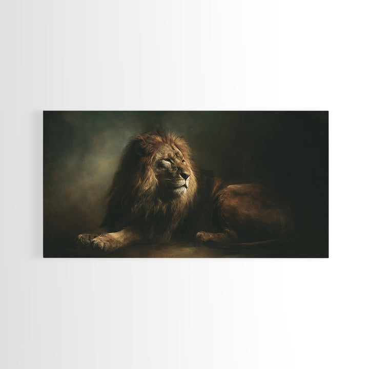 Royal Lion Portrait Framed Canvas Print, Baroque Art, Textured Painting, Living Room Decor, Fine Art, Ornate, Printable Art, BAO-2x1-85