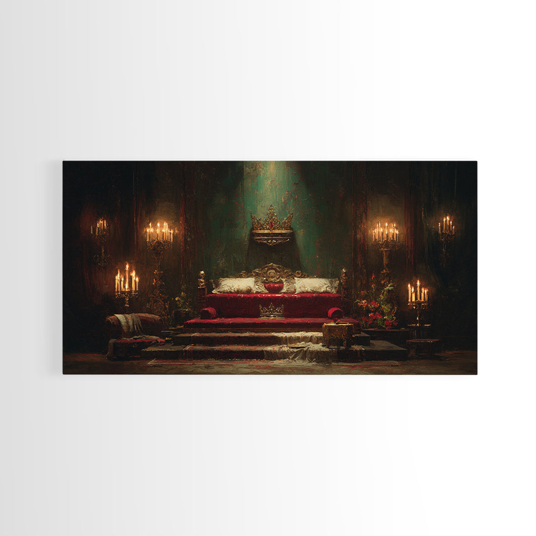 Dark Red Velvet Framed Canvas Print, Baroque Art, Contemporary Art, Living Room Decor, Fine Art, Ornate, 3d Wall Art, BAO-2x1-91