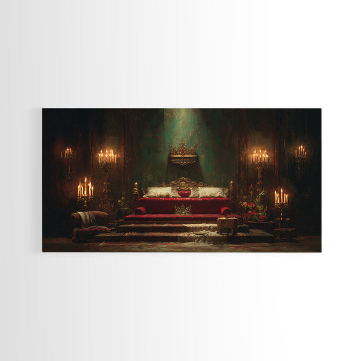 Dark Red Velvet Framed Canvas Print, Baroque Art, Contemporary Art, Living Room Decor, Fine Art, Ornate, 3d Wall Art, BAO-2x1-91
