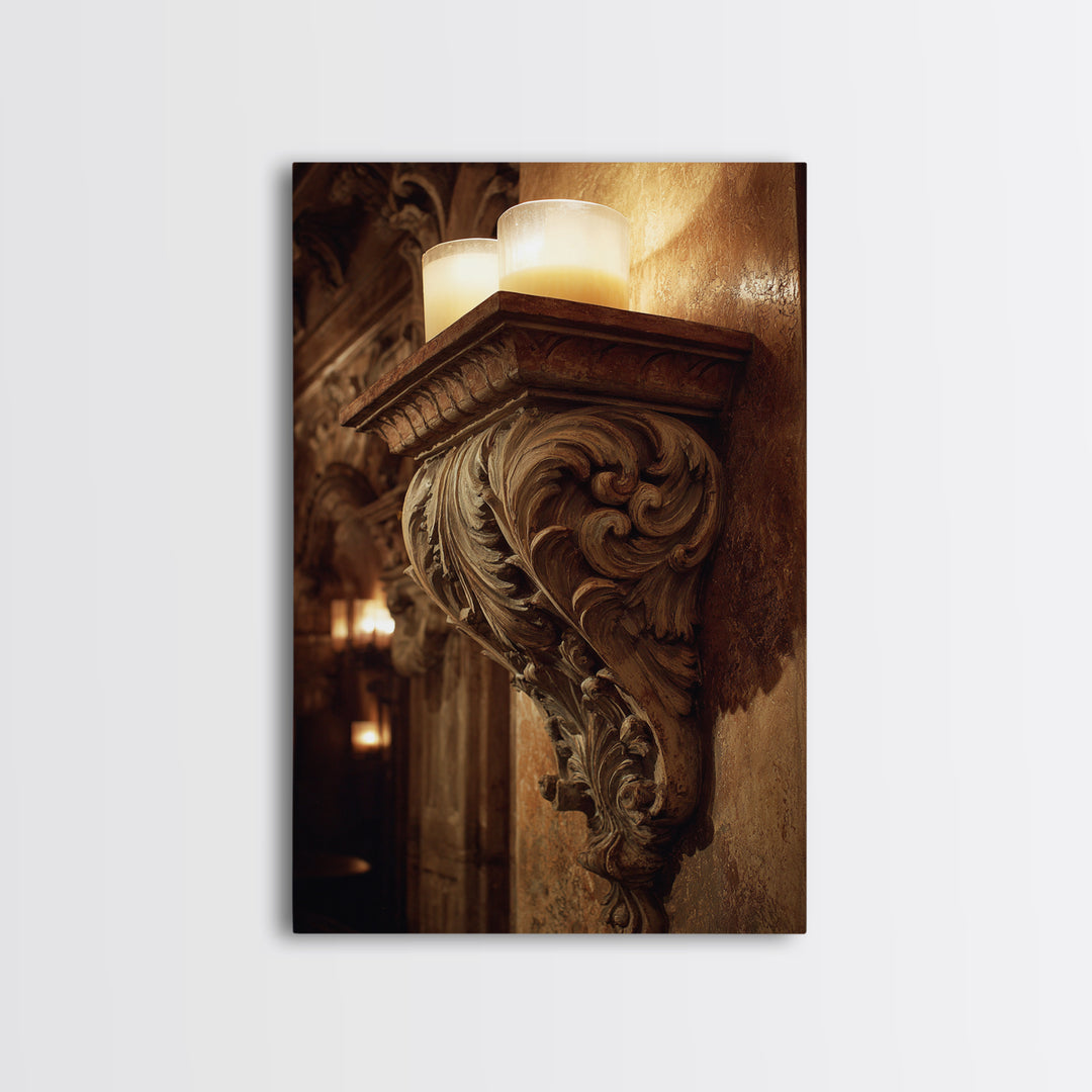 Carved Acanthus Leaf Ornament Study Canvas Print, Baroque Art, Minimalist Wall Art, Living Room Decor, Fine Art, Ornate, BAO-2x3-23