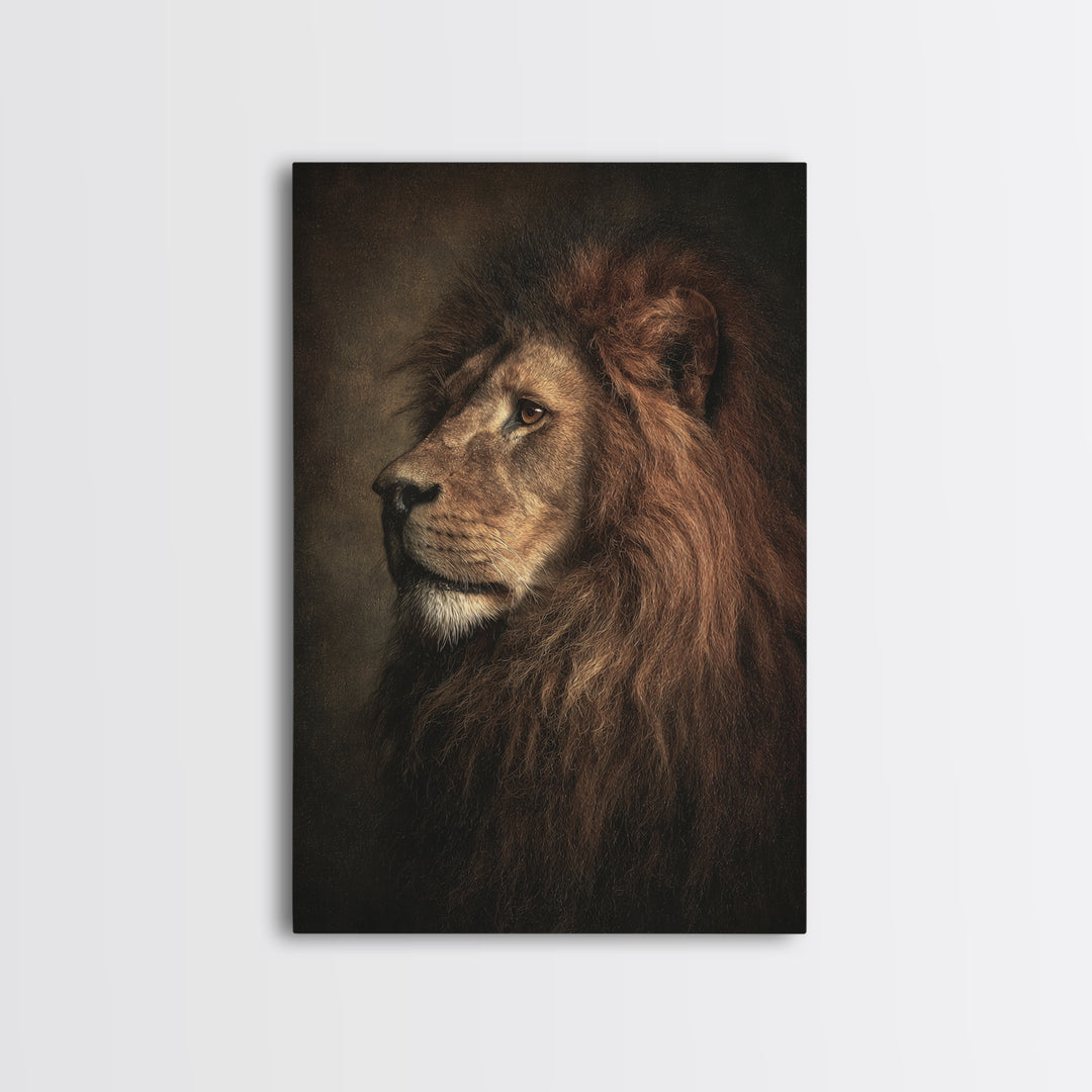 Royal Lion Portrait Canvas Print, Baroque Art, Statement Artwork, Living Room Decor, Fine Art, Ornate, Painting, BAO-2x3-49