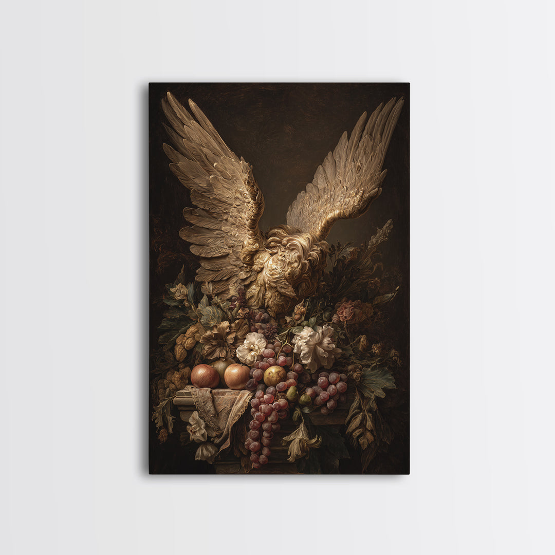 Gilded Angel Wings Emerging from Storm Clouds Canvas Print, Baroque Art, Art Print, Living Room Decor, Abstract Art, Ornate, BAO-2x3-62