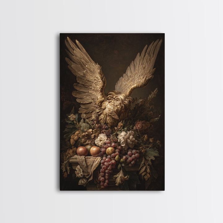 Gilded Angel Wings Emerging from Storm Clouds Canvas Print, Baroque Art, Art Print, Living Room Decor, Abstract Art, Ornate, BAO-2x3-62