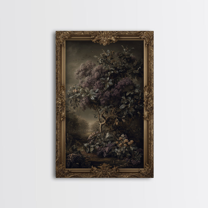 Ornate Gold Frame Illusion Around a Botanical Canvas Print, Baroque Art, Art Print, Living Room Decor, Oil Painting, Ornate, BAO-2x3-65