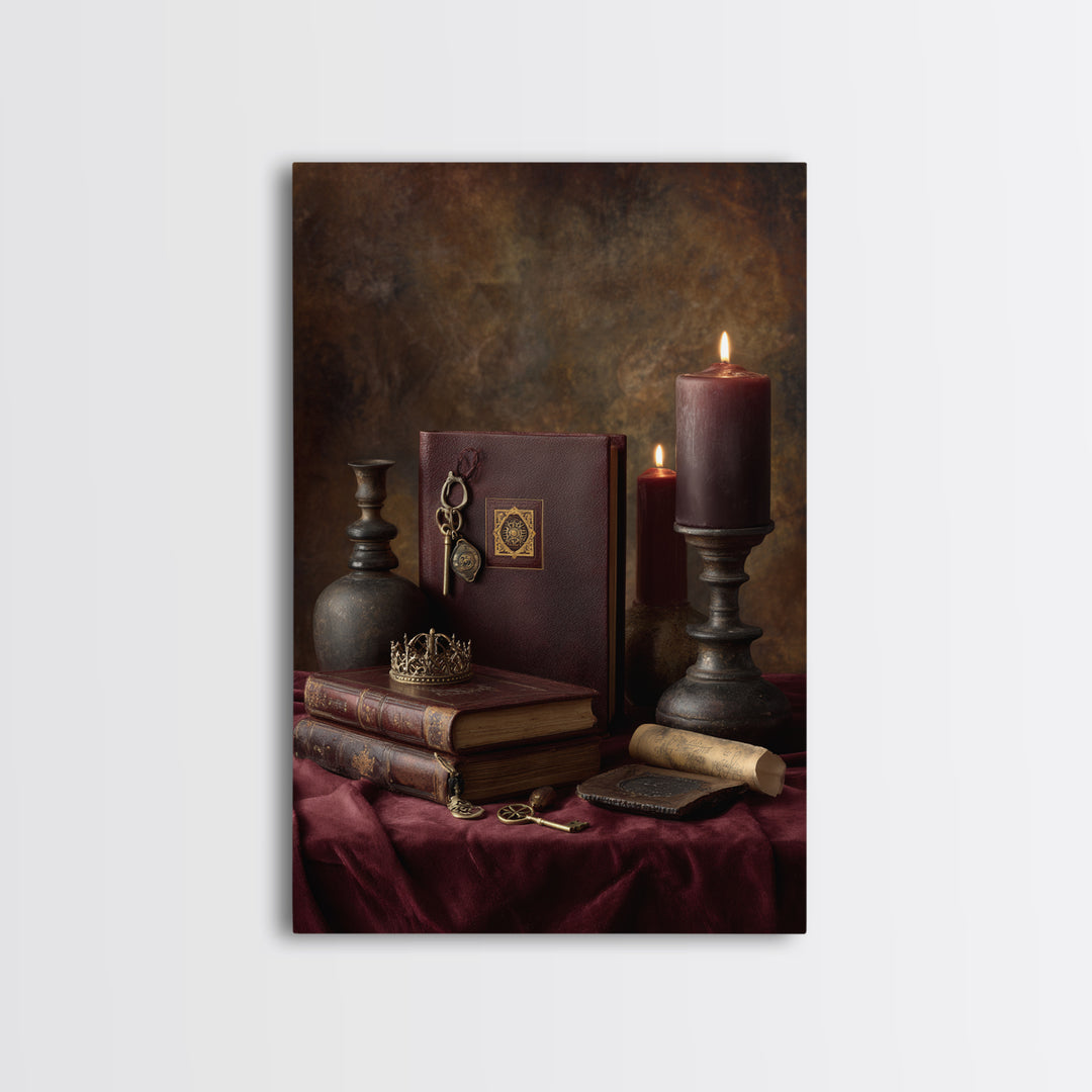Dark Red Velvet Canvas Print, Baroque Art, Art, Living Room Decor, Fine Art, Ornate, Modern Wall Art, Living Room Wall Art, BAO-2x3-7