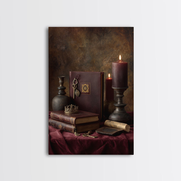Dark Red Velvet Canvas Print, Baroque Art, Art, Living Room Decor, Fine Art, Ornate, Modern Wall Art, Living Room Wall Art, BAO-2x3-7
