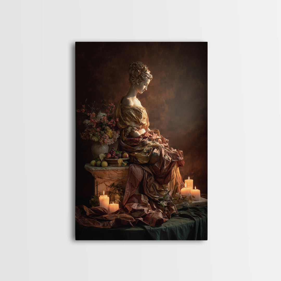 Mythic Goddess Figure Canvas Print, Baroque Art, Statement Artwork, Living Room Decor, Fine Art, Ornate, Painting, BAO-2x3-70