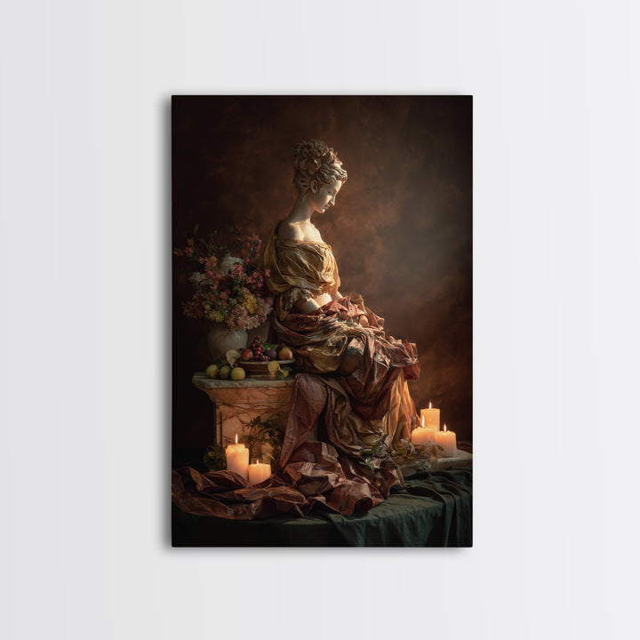 Mythic Goddess Figure Canvas Print, Baroque Art, Statement Artwork, Living Room Decor, Fine Art, Ornate, Painting, BAO-2x3-70