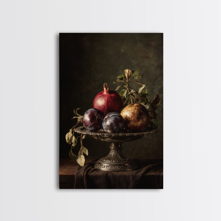 Dramatic Fruit Still Life Canvas Print, Baroque Art, Wall Decor, Living Room Decor, Fine Art, Ornate, Contemporary Art, BAO-2x3-9