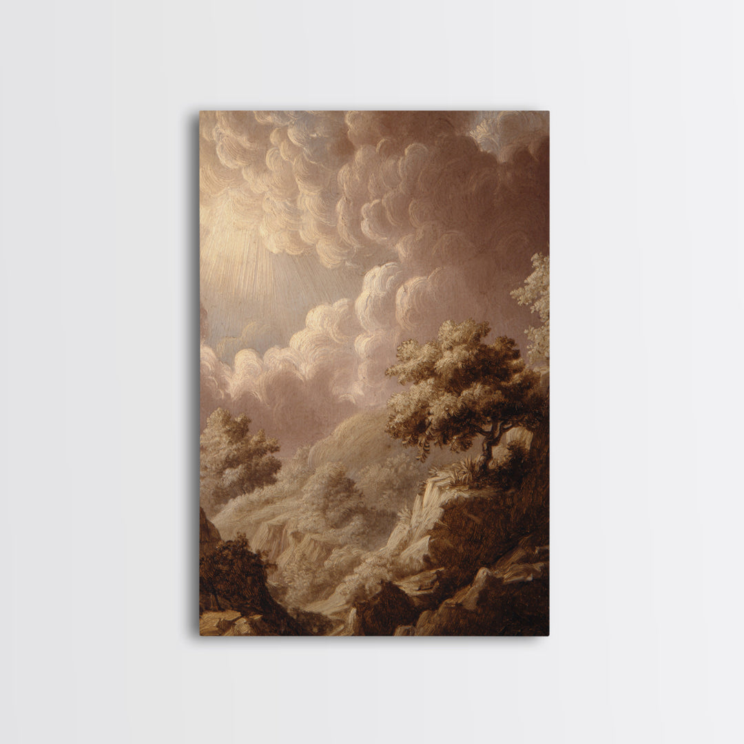 Theatrical Stormy Landscape Framed Canvas Print, Baroque Art, Room Decor, Living Room Decor, Oil Painting, Ornate, BAO-2x3-90