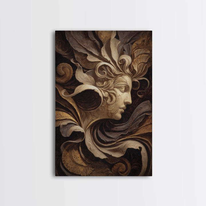 Mythic Goddess Figure Framed Canvas Print, Baroque Art, Textured Painting, Living Room Decor, Fine Art, Ornate, Printable Art, BAO-2x3-94