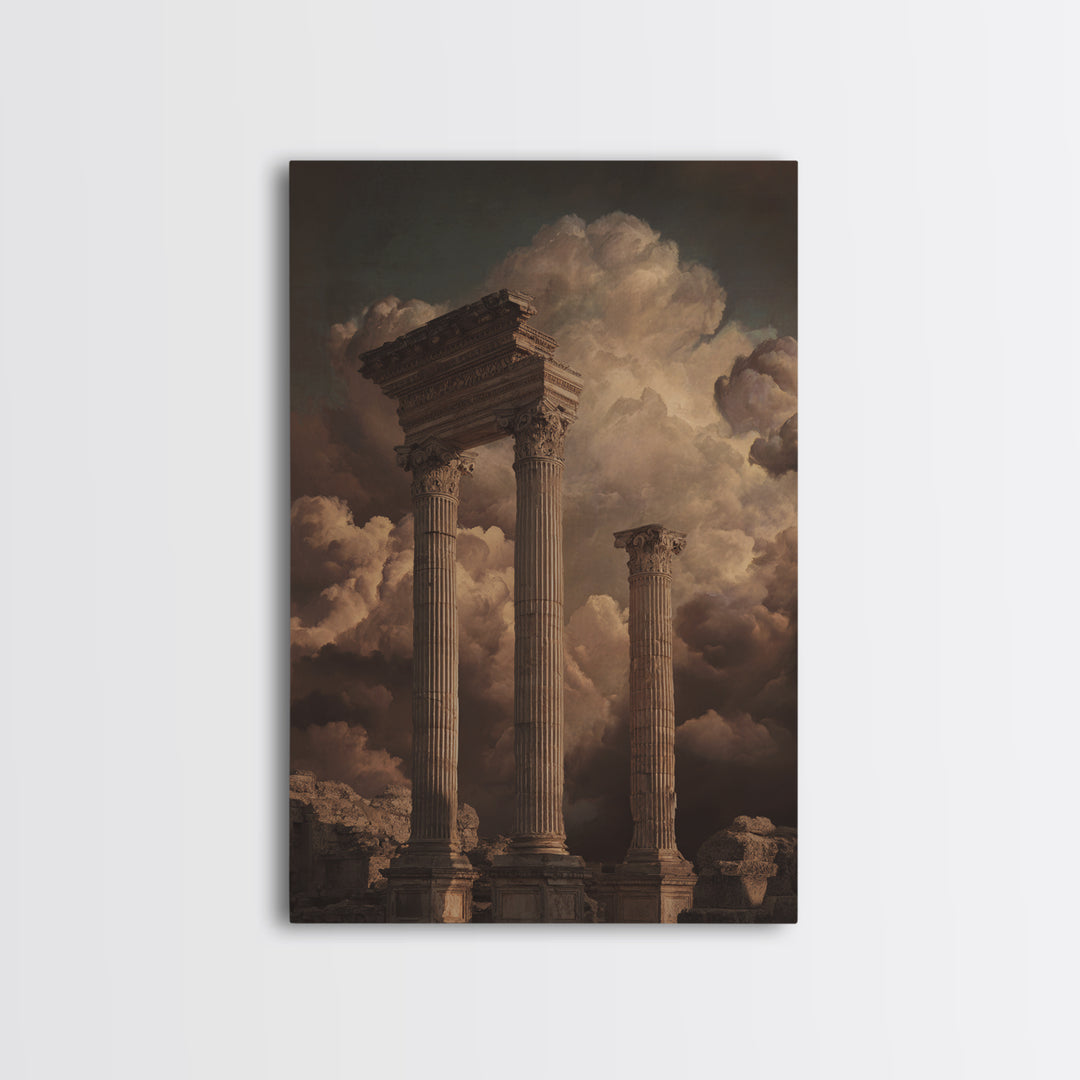 Classical Ruins Beneath a Dramatic Sky Canvas Print, Baroque Art, Fine Art Print, Living Room Decor, Fine Art, Ornate, BAO-2x3-99