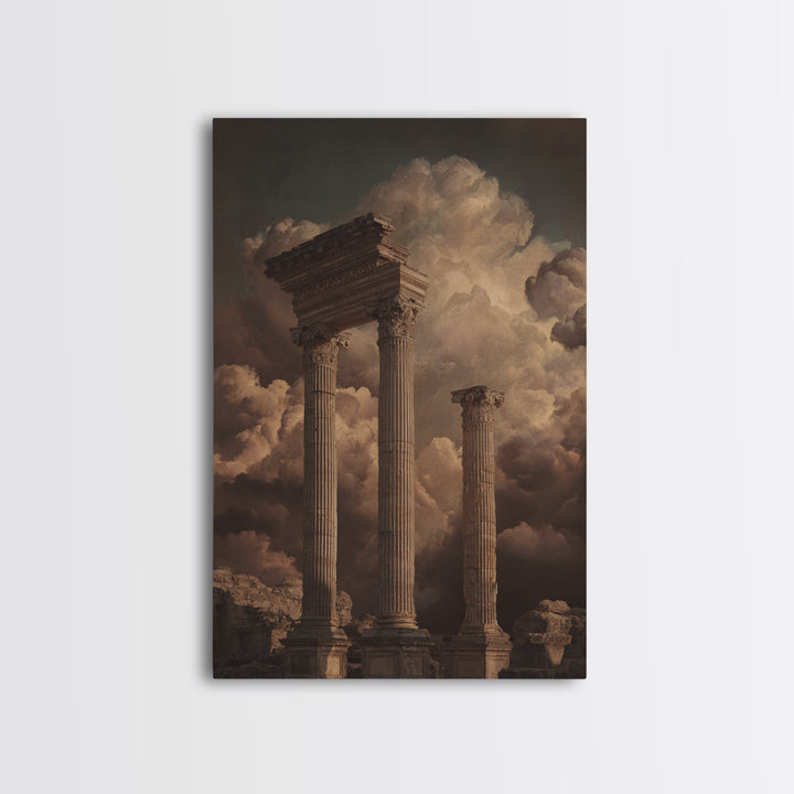Classical Ruins Beneath a Dramatic Sky Canvas Print, Baroque Art, Fine Art Print, Living Room Decor, Fine Art, Ornate, BAO-2x3-99