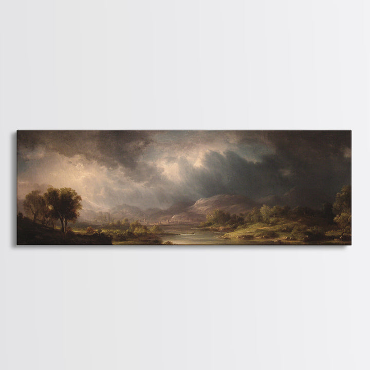 Theatrical Stormy Landscape Framed Canvas Print, Baroque Art, Room Decor, Living Room Decor, Fine Art, Ornate, Digital Wall Art, BAO-3x1-2