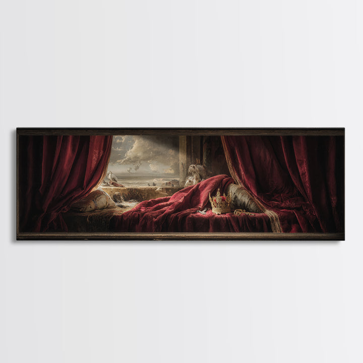 Dark Red Velvet Canvas Print, Baroque Art, Art Nouveau Decor, Living Room Decor, Fine Art, Ornate, Art Print, Textured Painting, BAO-3x1-39