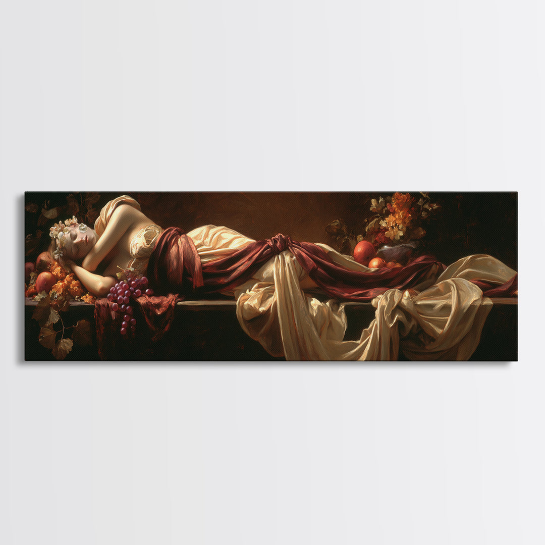 Mythic Goddess Figure Canvas Print, Baroque Art, Statement Artwork, Living Room Decor, Fine Art, Ornate, Painting, BAO-3x1-78