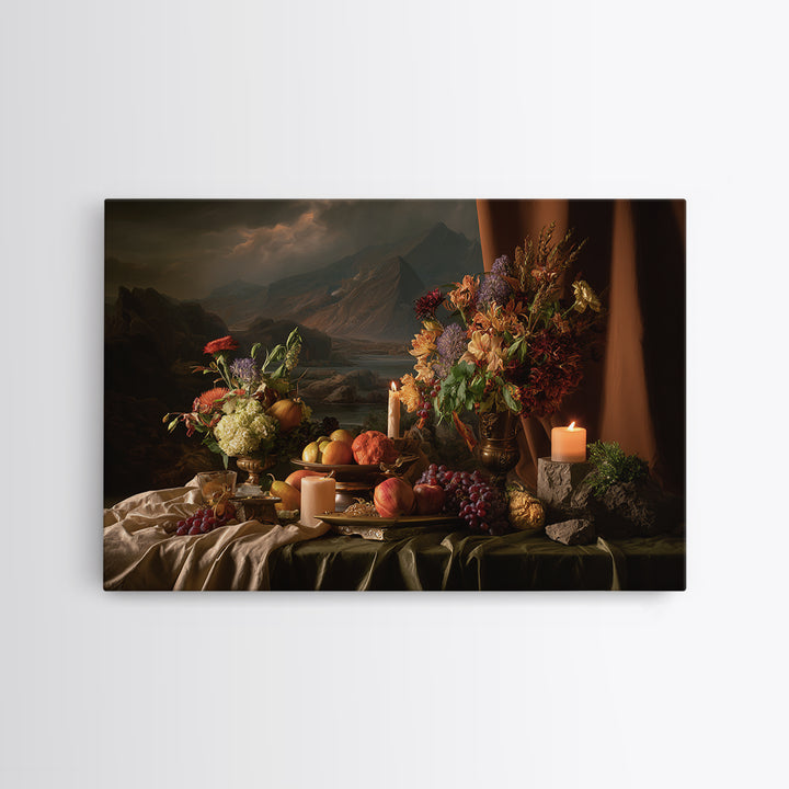 Theatrical Stormy Landscape Framed Canvas Print, Baroque Art, Room Decor, Living Room Decor, Oil Painting, Ornate, BAO-3x2-14