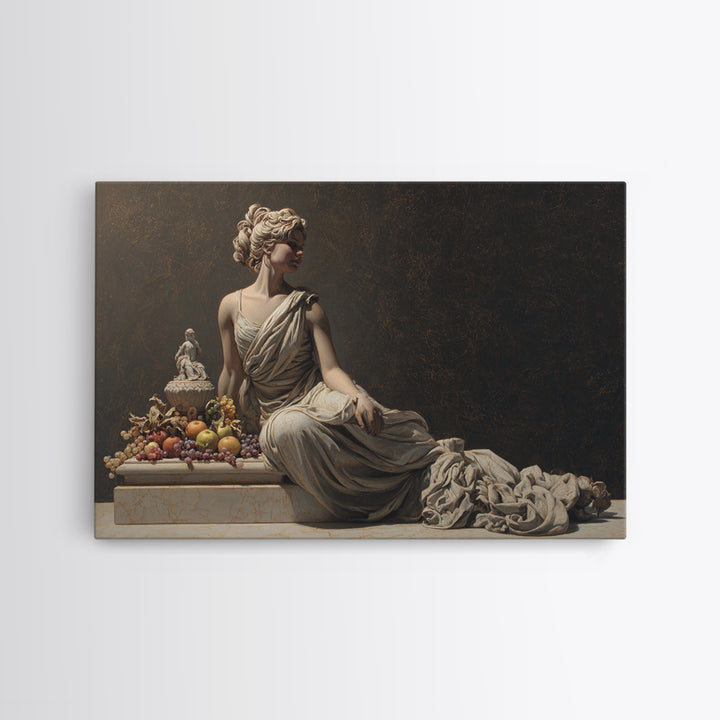 Mythic Goddess Figure Framed Canvas Print, Baroque Art, Textured Painting, Living Room Decor, Fine Art, Ornate, Printable Art, BAO-3x2-18