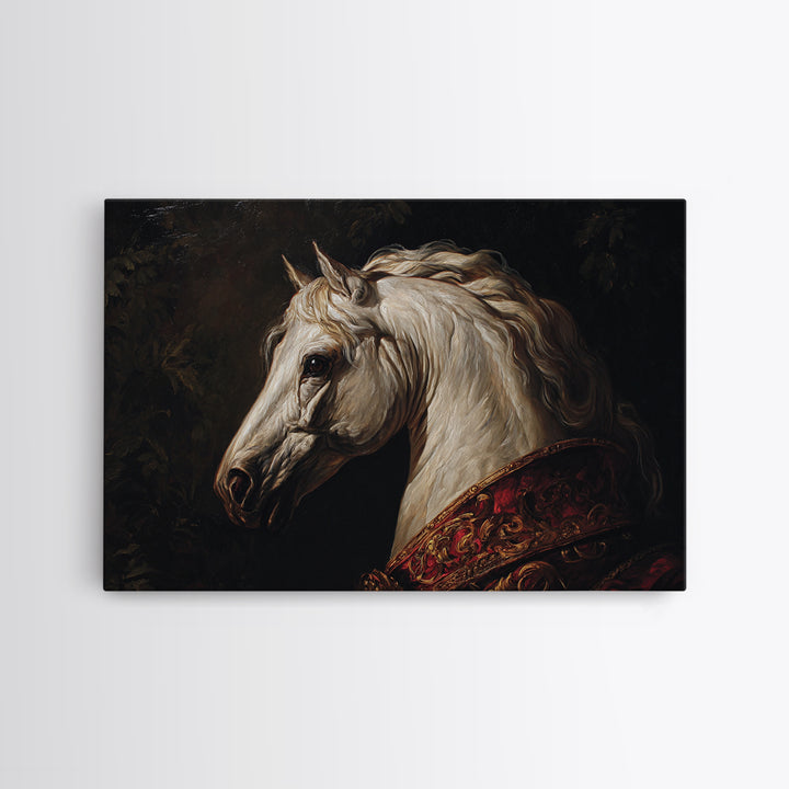 Dramatic Horse Portrait Framed Canvas Print, Baroque Art, Boho Decor, Living Room Decor, Fine Art, Ornate, Printable Wall Art, BAO-3x2-28