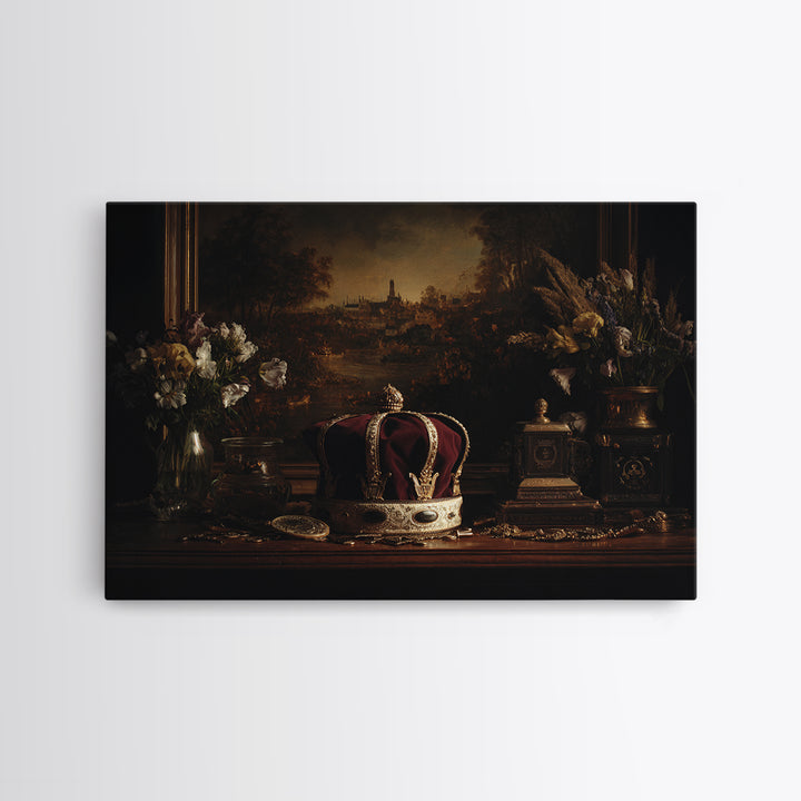 Dark Red Velvet Canvas Print, Baroque Art, Statement Artwork, Living Room Decor, Fine Art, Ornate, Painting, Printable Wall Art, BAO-3x2-3