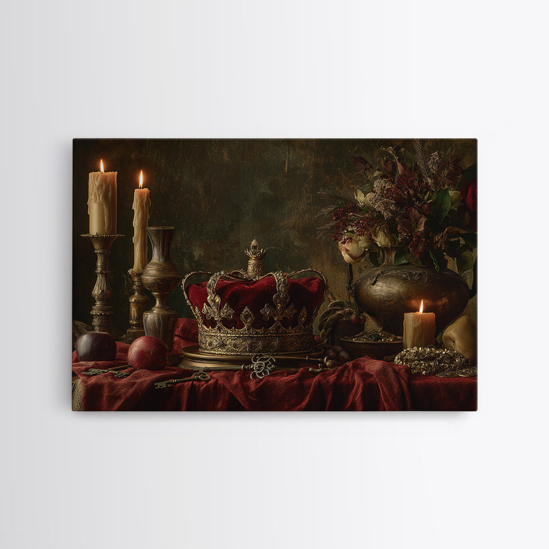 Dark Red Velvet Canvas Print, Baroque Art, Art, Living Room Decor, Fine Art, Ornate, Modern Wall Art, Living Room Wall Art, BAO-3x2-51