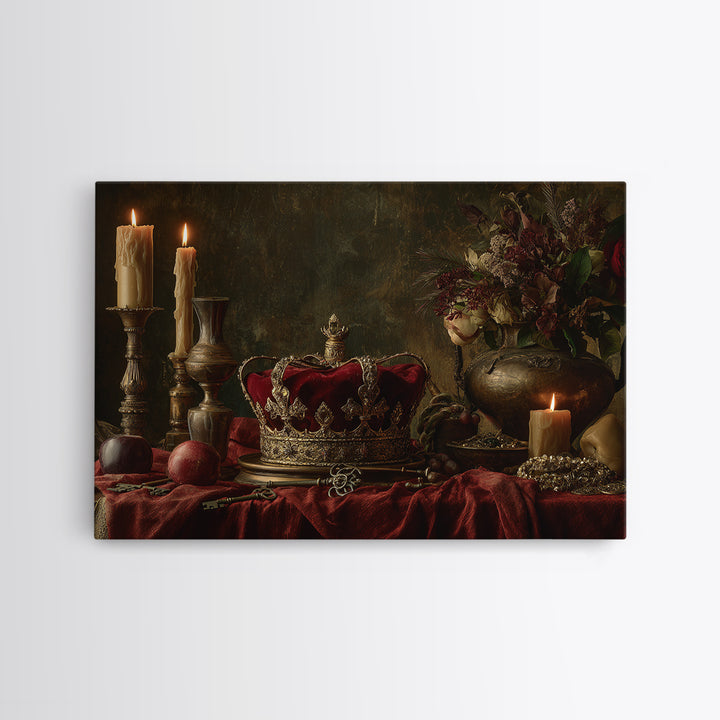 Dark Red Velvet Canvas Print, Baroque Art, Art, Living Room Decor, Fine Art, Ornate, Modern Wall Art, Living Room Wall Art, BAO-3x2-51