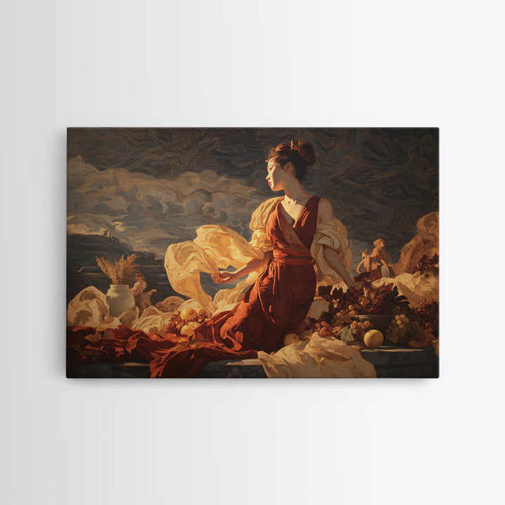 Mythic Goddess Figure Canvas Print, Baroque Art, Art, Living Room Decor, Oil Painting, Ornate, Modern Wall Art, BAO-3x2-66