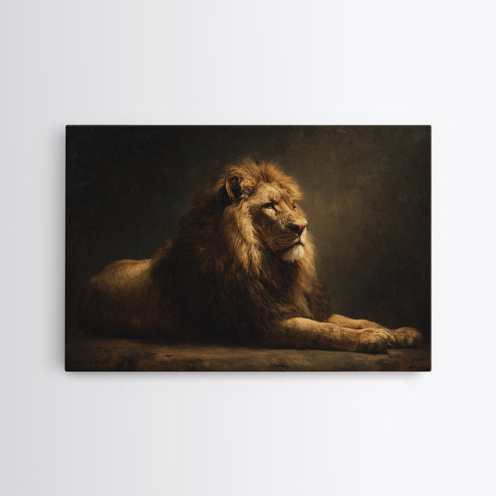 Royal Lion Portrait Framed Canvas Print, Baroque Art, Digital Wall Art, Living Room Decor, Fine Art, Ornate, Portrait Painting, BAO-3x2-69