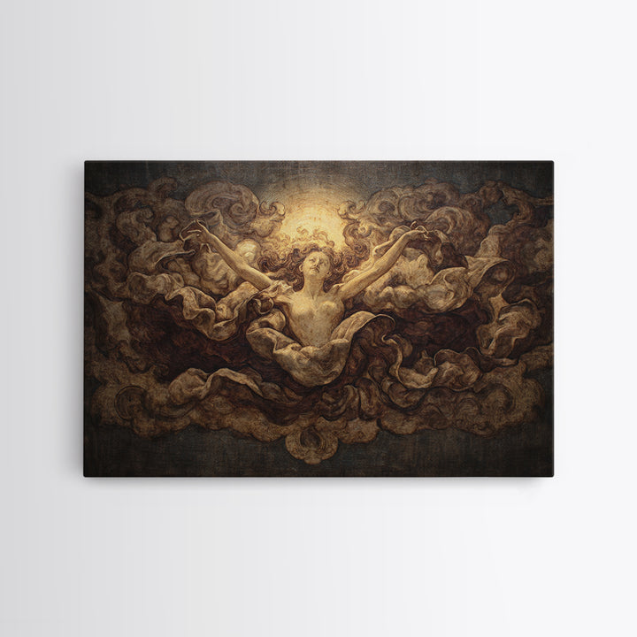 Mythic Goddess Figure Framed Canvas Print, Baroque Art, Digital Wall Art, Living Room Decor, Ornate, Portrait Painting, BAO-3x2-90