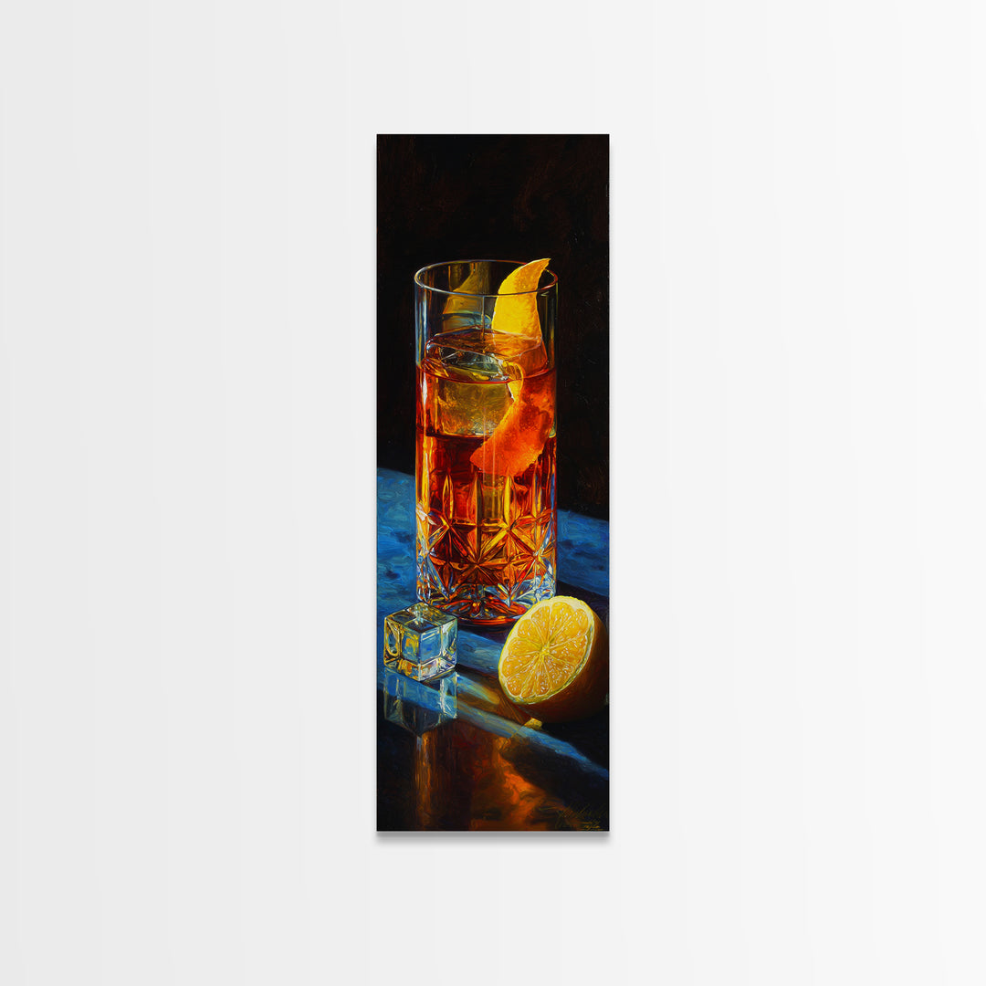 Old Fashioned Cocktail Canvas Print, Bar Art, Minimalist Decor, Bar Decor, Fine Art, Digital Print, Apartment Decor, BAR-1x3-37