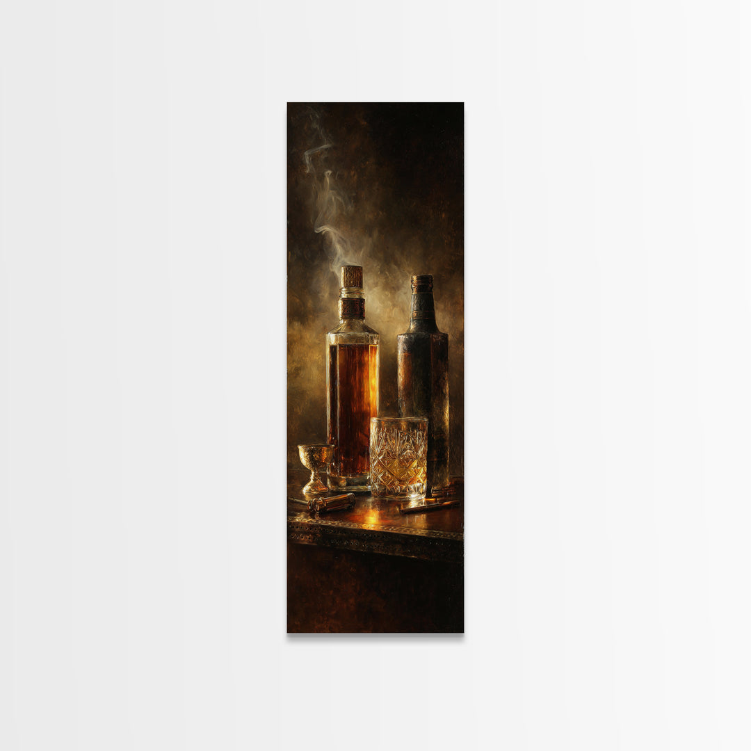 Whiskey Bottle and Cut Crystal Glass Canvas Print, Bar Art, Gallery Decor, Bar Decor, Fine Art, Wall Art, Home Decor, BAR-1x3-38