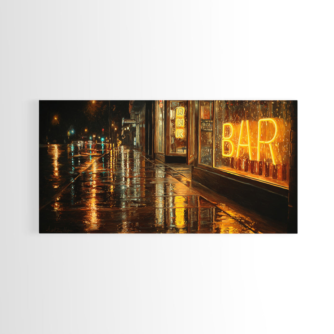 Neon Cocktail Sign Reflected Canvas Print, Bar Art, Bar Sign, Bar Decor, Fine Art, Coffee Bar, Cocktail Wall Art, BAR-2x1-73