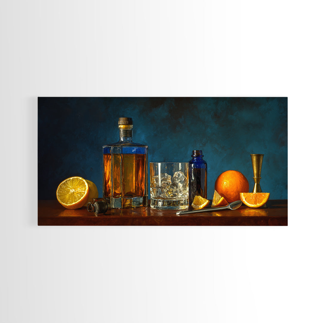 Orange Bitters and Bar Spoon Still Life Canvas Print, Bar Art, Kitchen Wall Decor, Bar Decor, Fine Art, Bar Cart Art, BAR-2x1-89