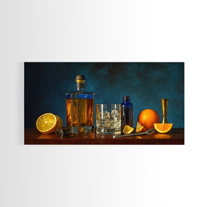Orange Bitters and Bar Spoon Still Life Canvas Print, Bar Art, Kitchen Wall Decor, Bar Decor, Fine Art, Bar Cart Art, BAR-2x1-89