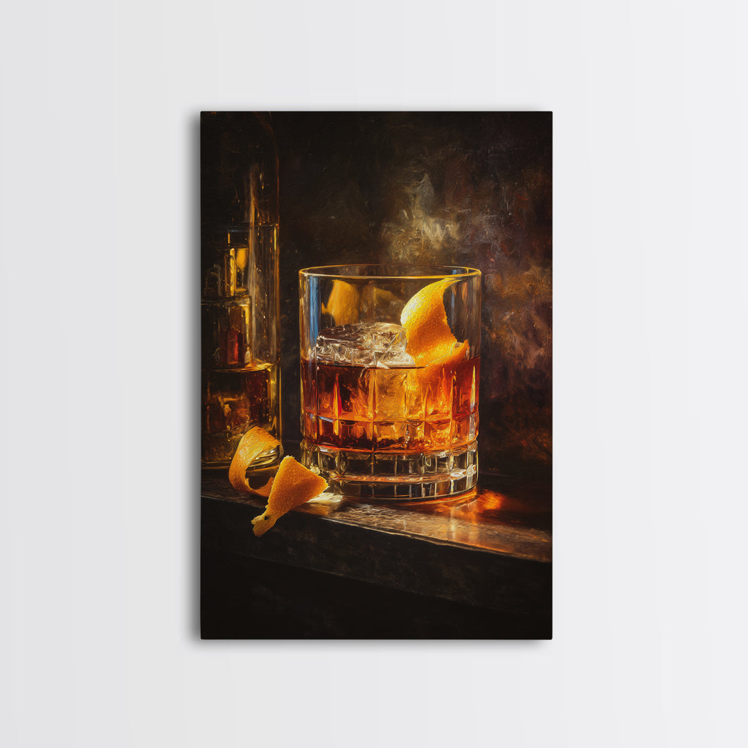 Cocktail Recipe Diagram Styled as Elegant Art Framed Canvas Print, Bar Art, Art Print, Bar Decor, Fine Art, Kitchen Wall Decor, BAR-2x3-100