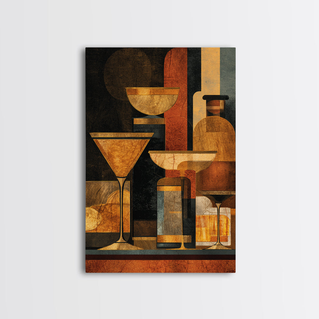 Retro Happy Hour Poster Canvas Print, Bar Art, Gallery Decor, Bar Decor, Fine Art, Wall Art, Home Decor, Wall Decor, BAR-2x3-16