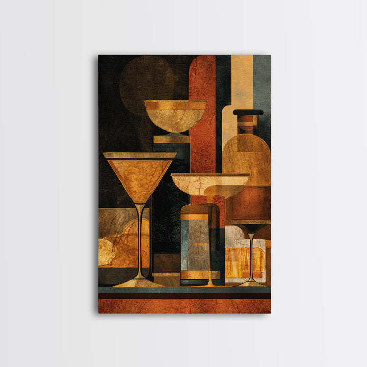 Retro Happy Hour Poster Canvas Print, Bar Art, Gallery Decor, Bar Decor, Fine Art, Wall Art, Home Decor, Wall Decor, BAR-2x3-16