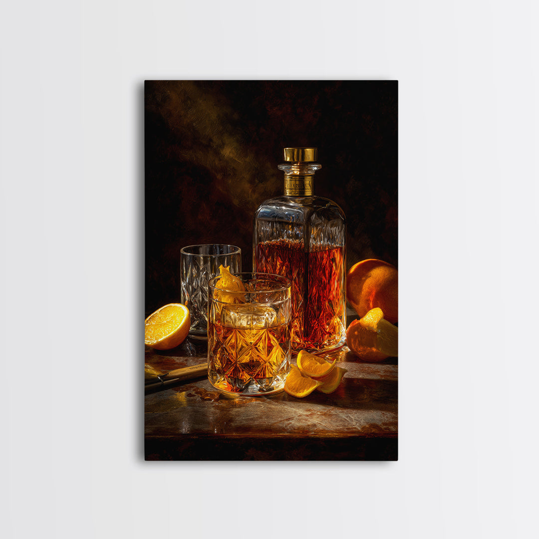 Cocktail Recipe Diagram Styled as Elegant Art Framed Canvas Print, Bar Art, Wall Decor, Bar Decor, Fine Art, BAR-2x3-52