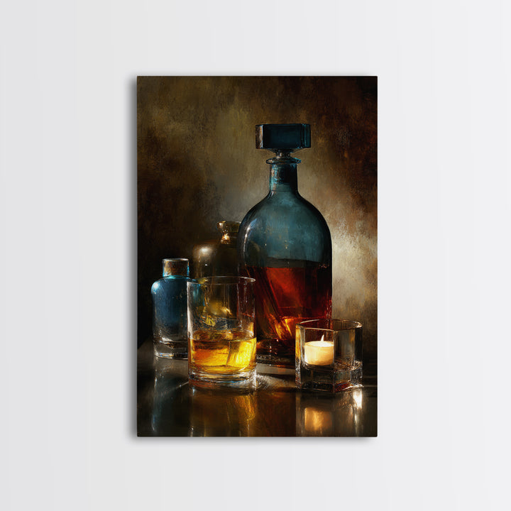 Smoked Glassware Study Canvas Print, Bar Art, Fine Art Print, Bar Decor, Fine Art, Metal Wall Art, Canvas Wall Art, BAR-2x3-7