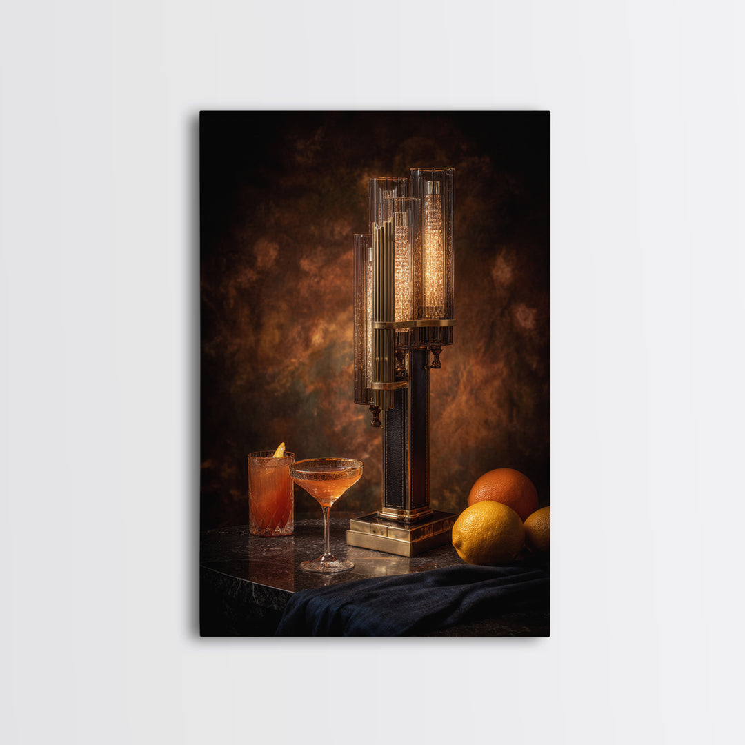 Champagne Coupe Tower Framed Canvas Print, Bar Art, Bar, Bar Decor, Fine Art, Living Room Art, Coffee Bar, Cocktail Wall Art, BAR-2x3-90