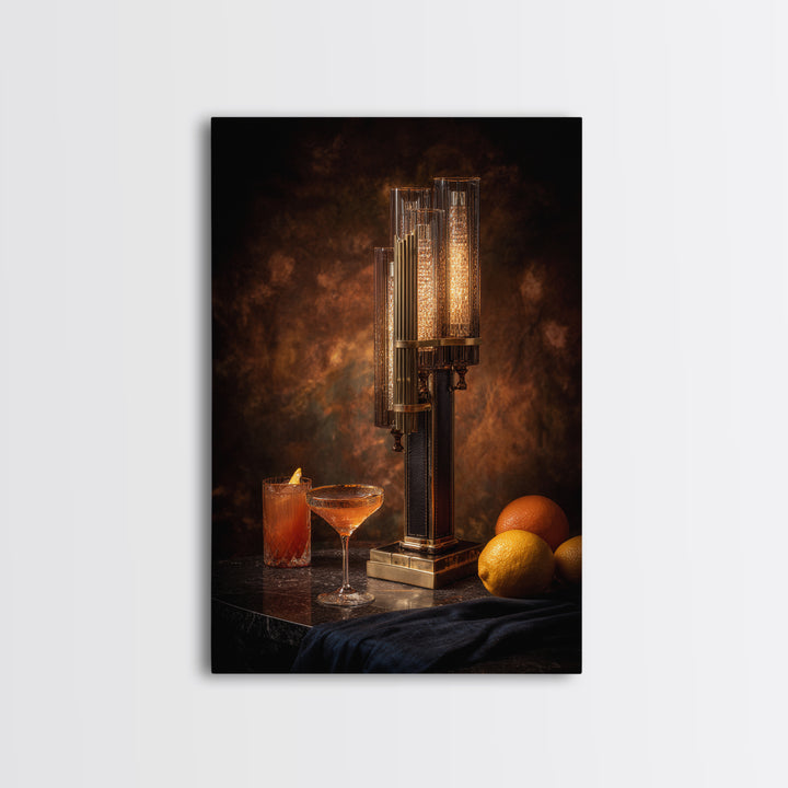 Champagne Coupe Tower Framed Canvas Print, Bar Art, Bar, Bar Decor, Fine Art, Living Room Art, Coffee Bar, Cocktail Wall Art, BAR-2x3-90