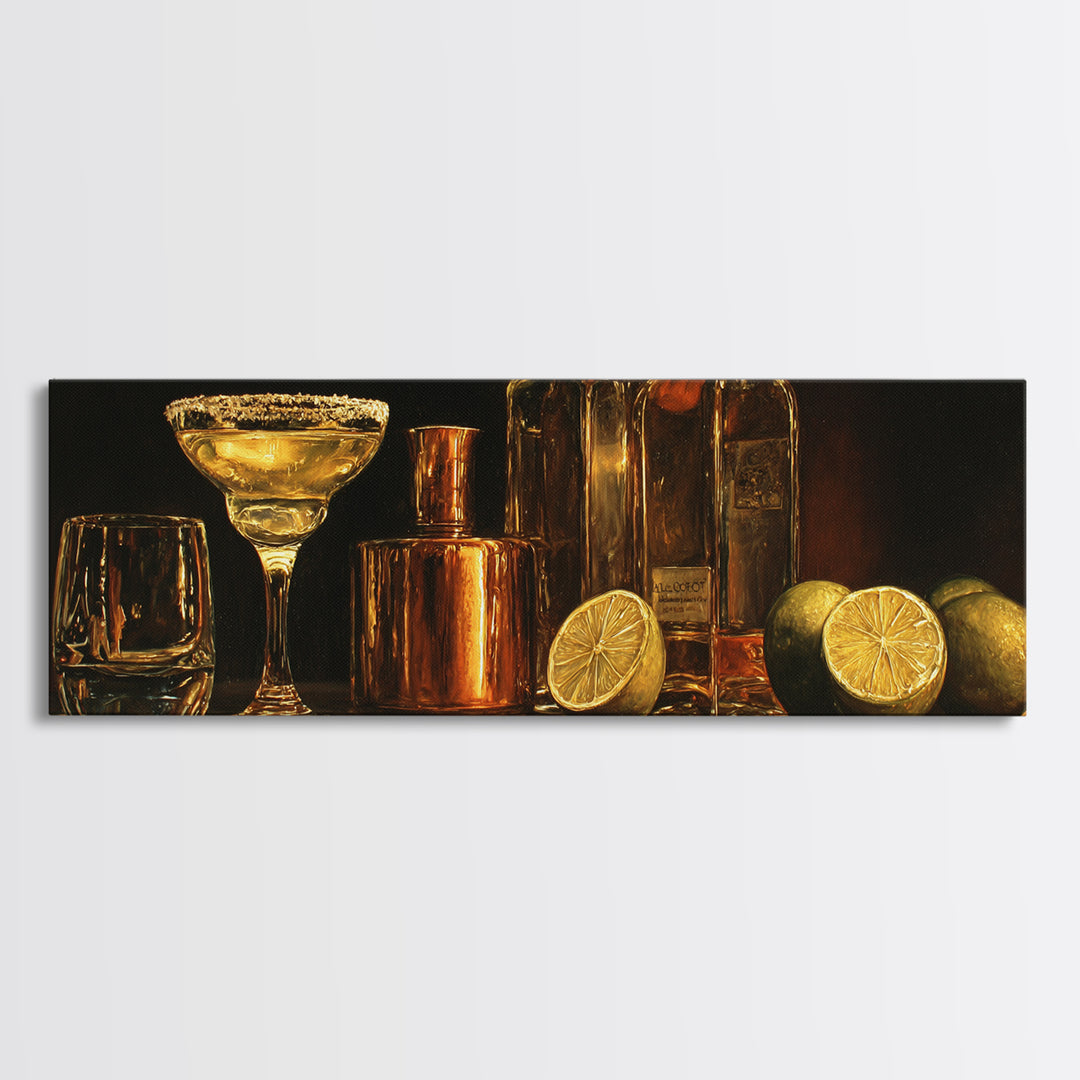 Classic Margarita with Salt Rim and Lime Canvas Print, Bar Art, Fine Art Print, Bar Decor, Fine Art, Metal Wall Art, BAR-3x1-3