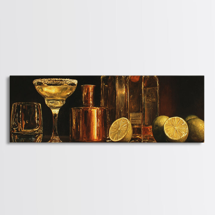 Classic Margarita with Salt Rim and Lime Canvas Print, Bar Art, Fine Art Print, Bar Decor, Fine Art, Metal Wall Art, BAR-3x1-3